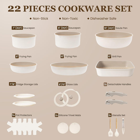 Juego de utensilios de cocina de cerámica KIKCOIN, juego de 22 piez...
