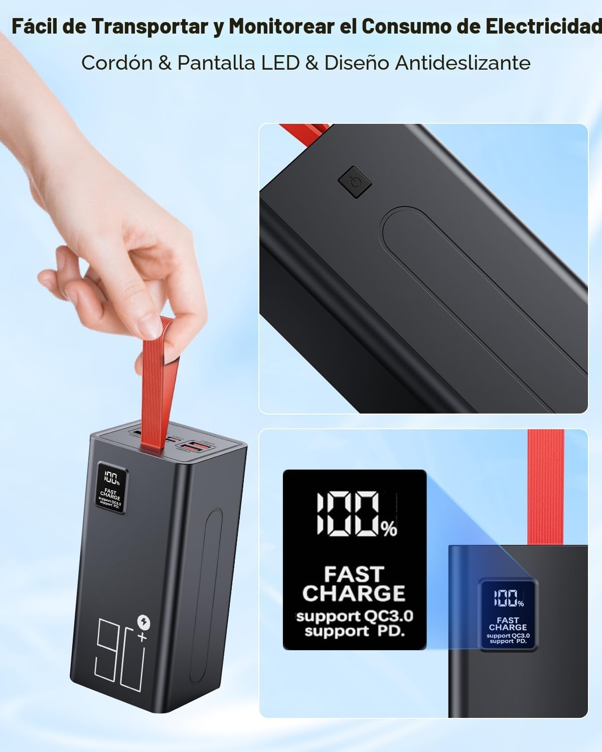 Banco de energía de alta capacidad de 90000 mAh, cargador portátil...