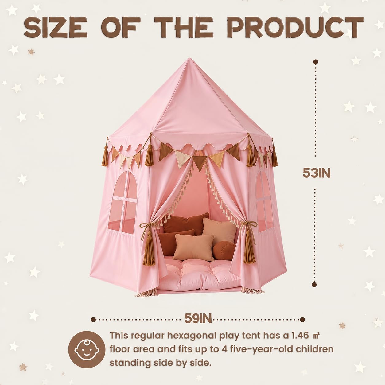 Tienda de campaña extragrande para niños con luces de estrellas, ba...