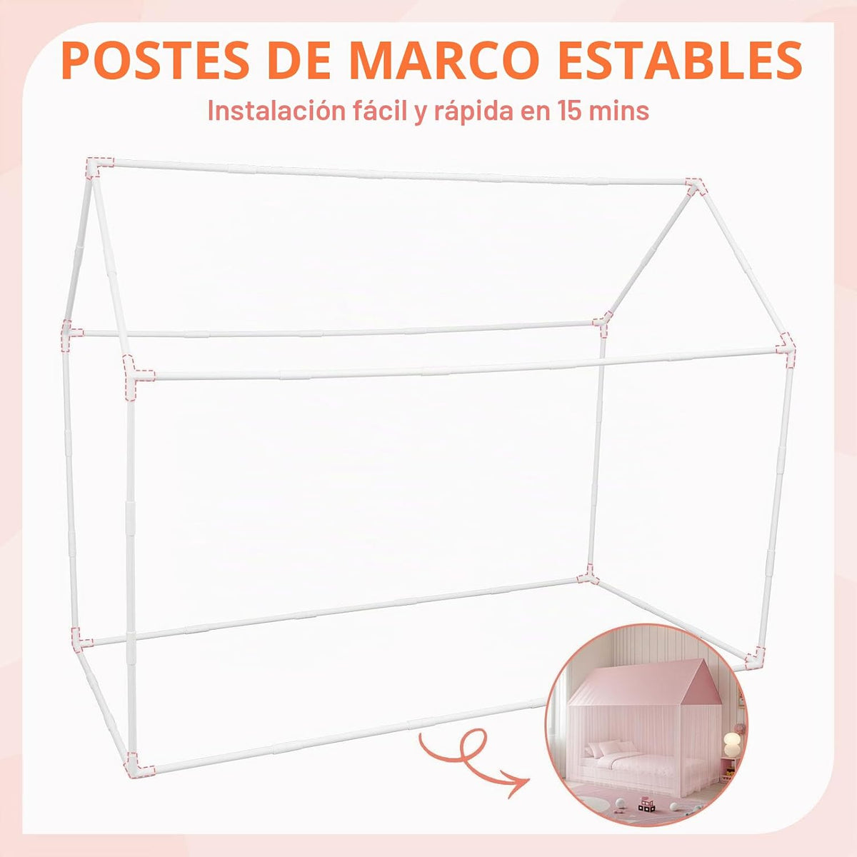 ZRVTM Dosel de Cama de Princesa para Niñas - Dosel de Cama Rosa Cas...