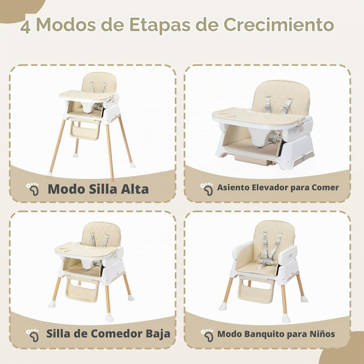 JOYMOR Silla alta 5 en 1 para bebés y niños pequeños, silla alta po...