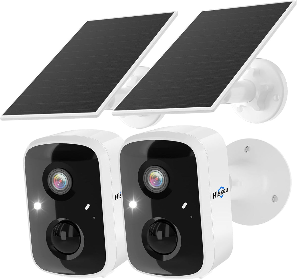 Hiseeu Cámaras de seguridad solar inalámbricas para exteriores, paq...
