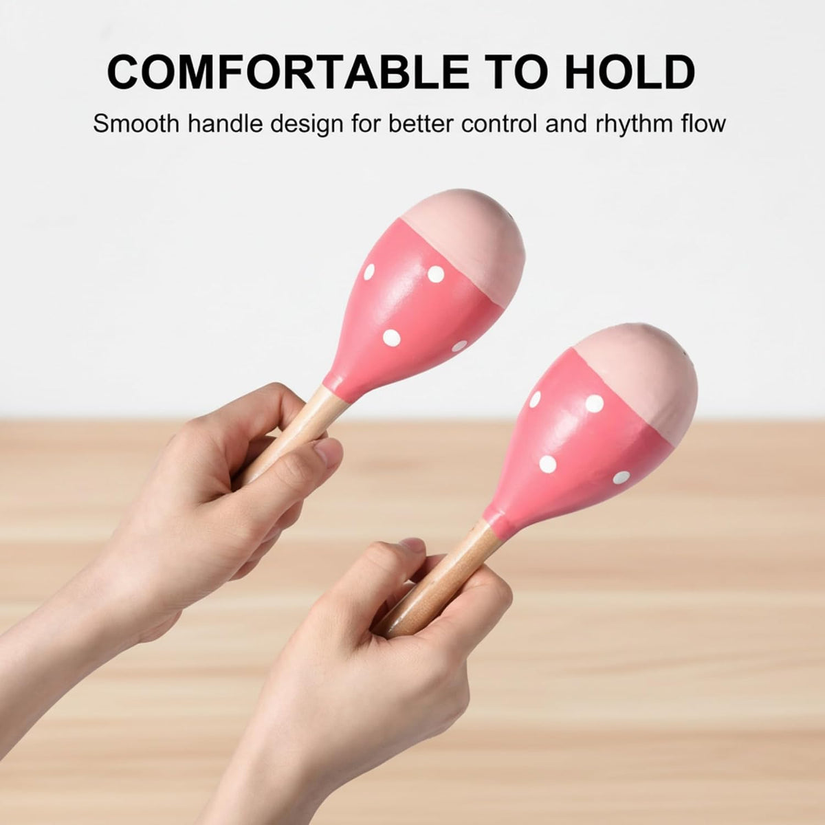 4 piezas Maracas, instrumento de maraca de madera de 9 pulgadas (ro...