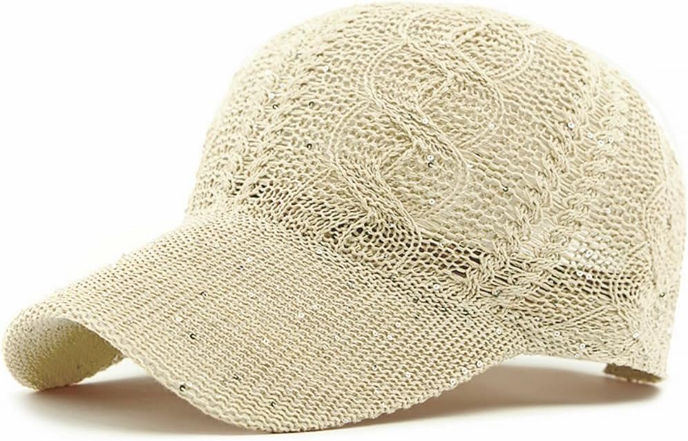 Gorra de béisbol de malla con purpurina para mujer, transpirable, a...