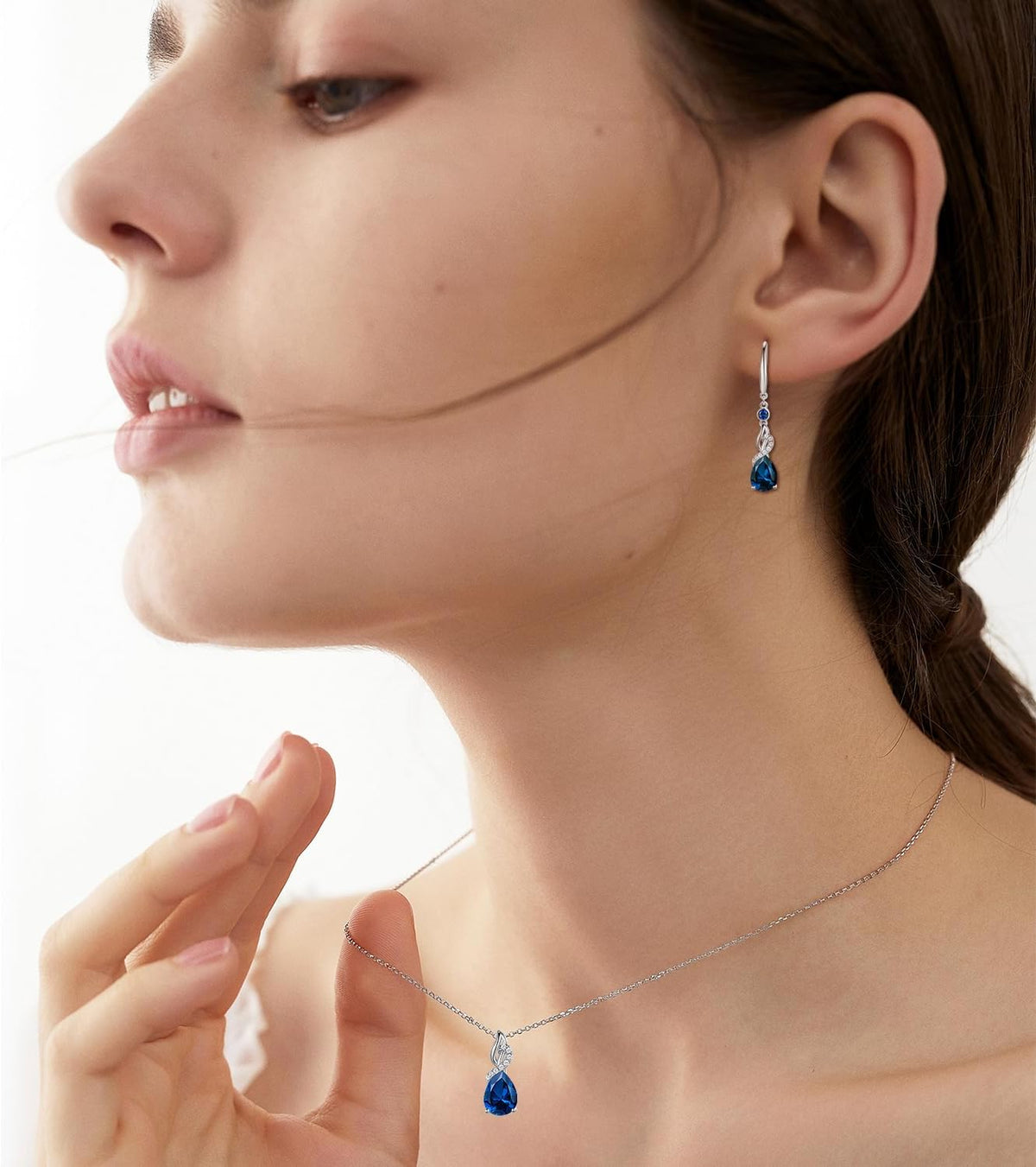 FANCIME Pendientes colgantes con piedra natal de pera para mujer de...