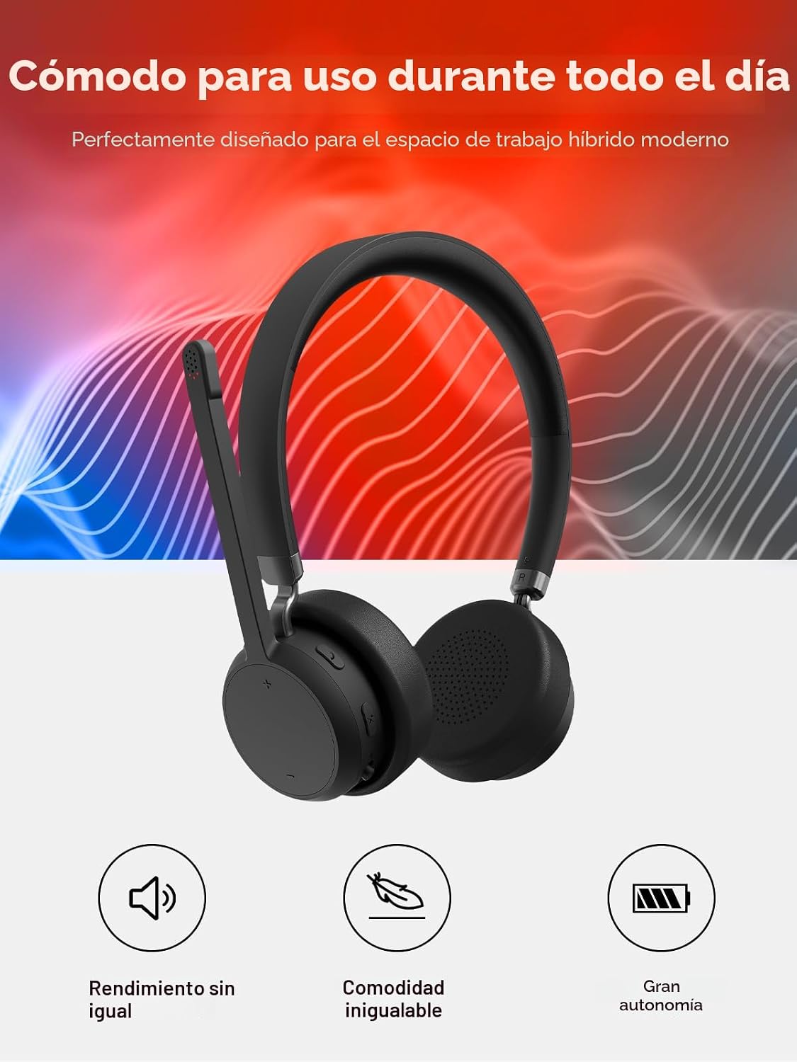 Lenovo Auriculares estéreo inalámbricos, micrófono con cancelación...