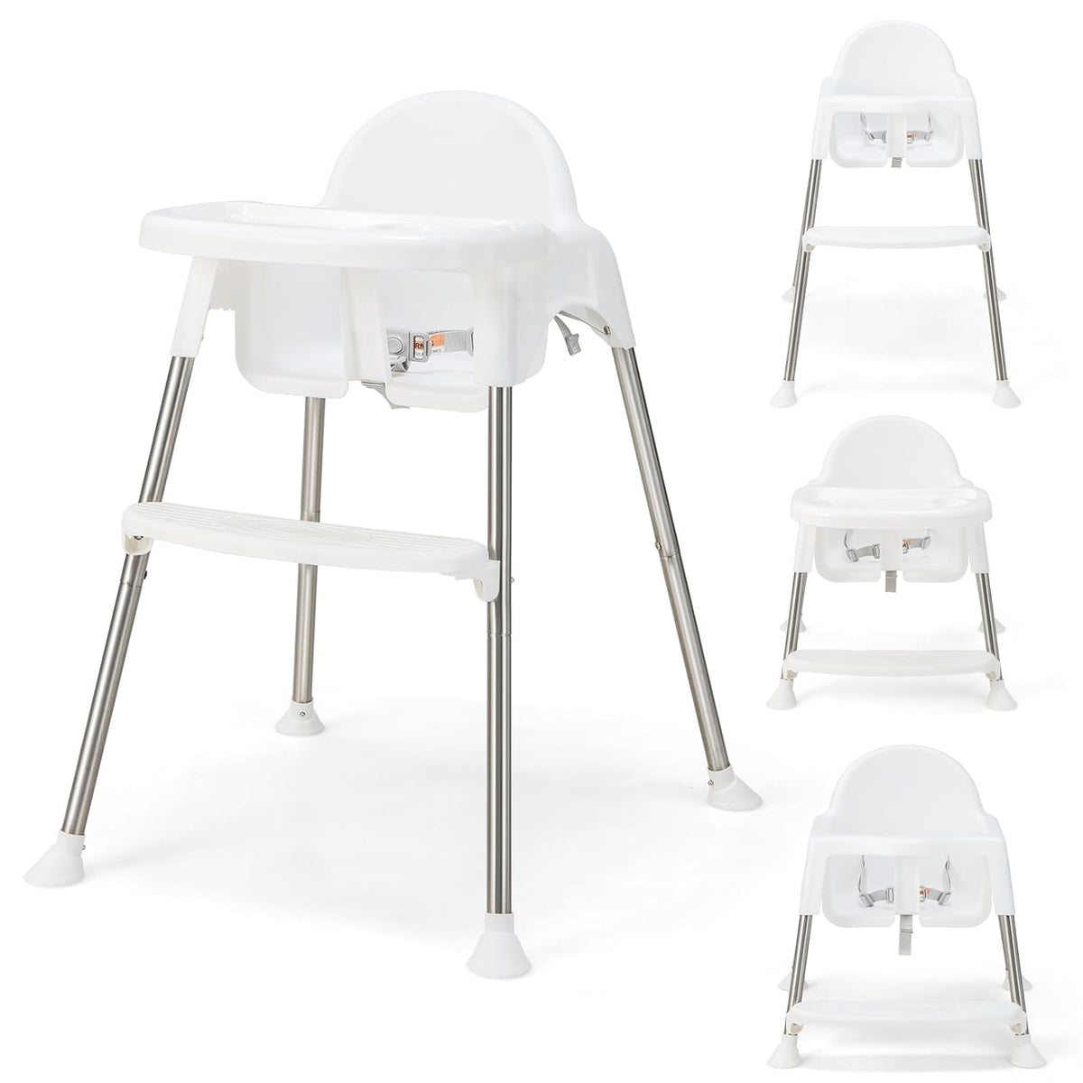 HONEY JOY Silla alta para bebé, silla alta convertible 4 en 1 para...