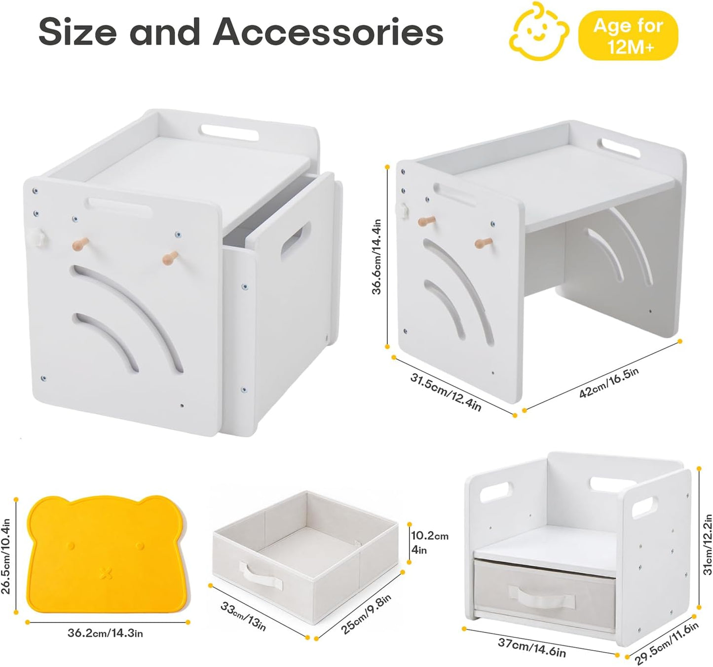 STEPLAY Montessori - Juego de mesa y silla para niños con caja de a...