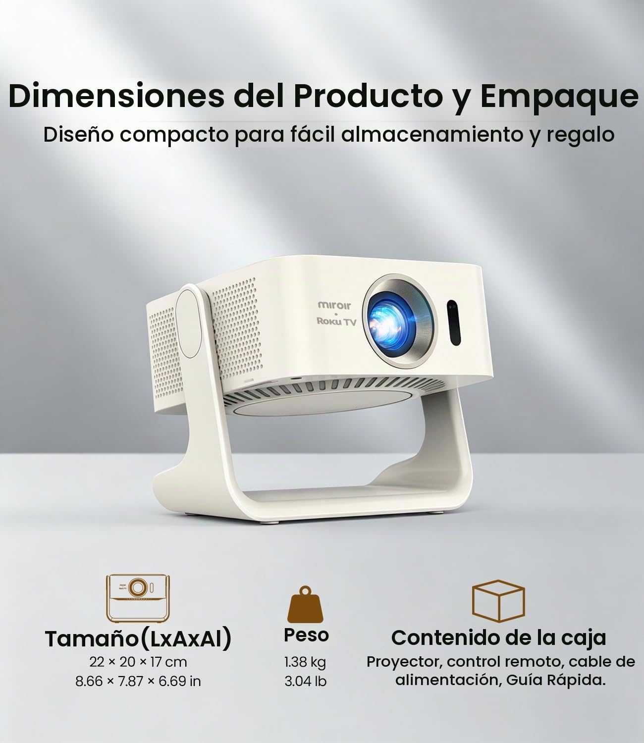 Miroir Roku - Proyector inteligente para TV con WiFi y Bluetooth, 3...