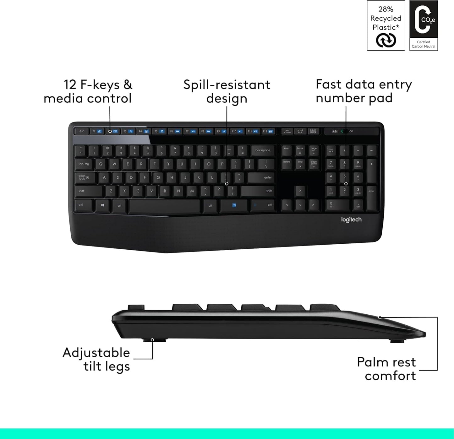 Combinación de teclado y mouse inalámbricos Logitech MK345 | Reposa...