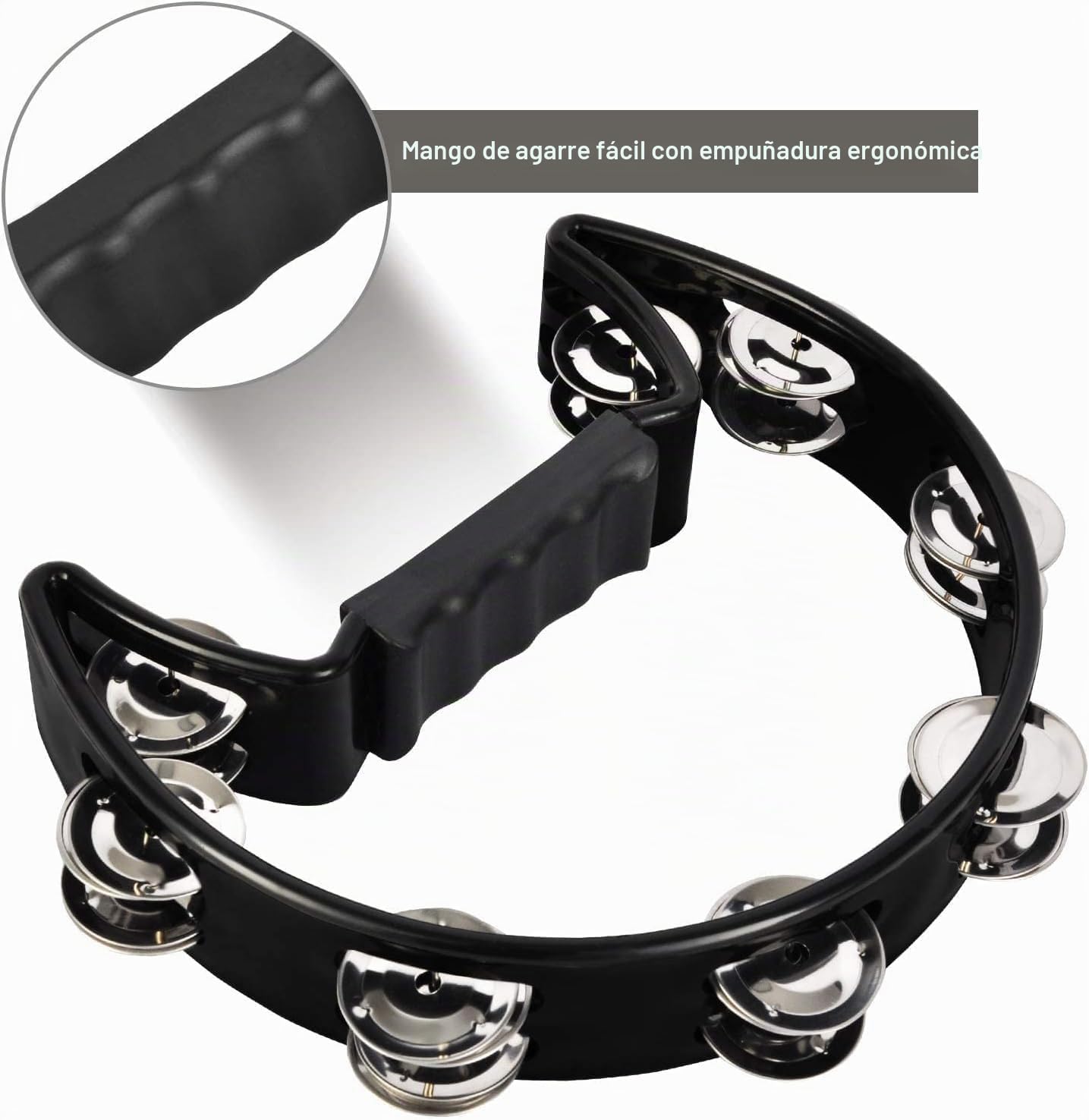 Pandereta EastRock, metal con cascabeles de mano, instrumento de pe...