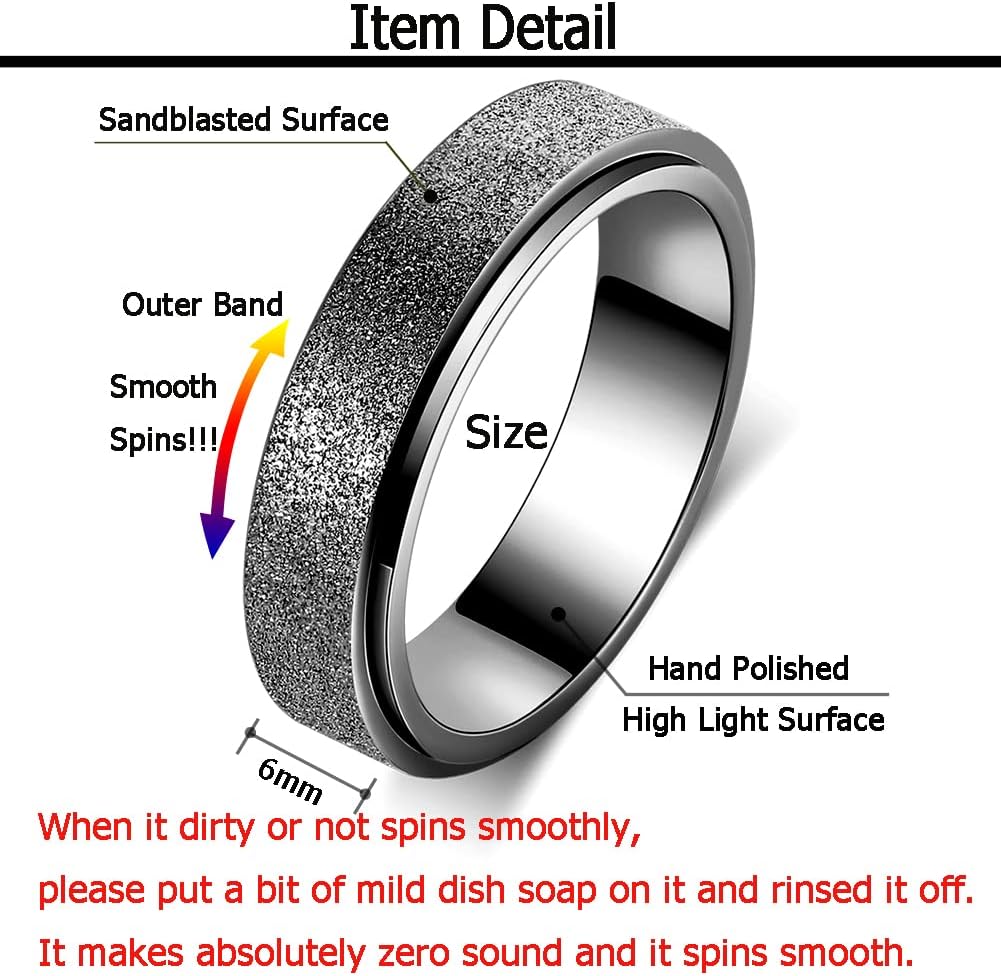 OreilleStar Anillo de ansiedad para mujer, anillo giratorio para an...