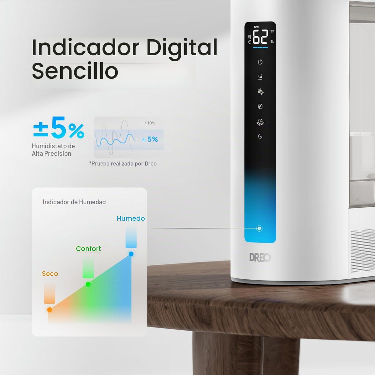 DREO Humidificadores inteligentes de 6L para dormitorio, niebla cál...