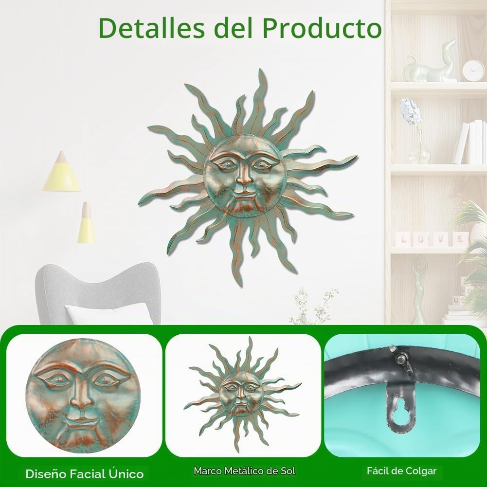 VEWOGARDEN Decoración de Pared de Sol de Metal 30" Grande Arte...