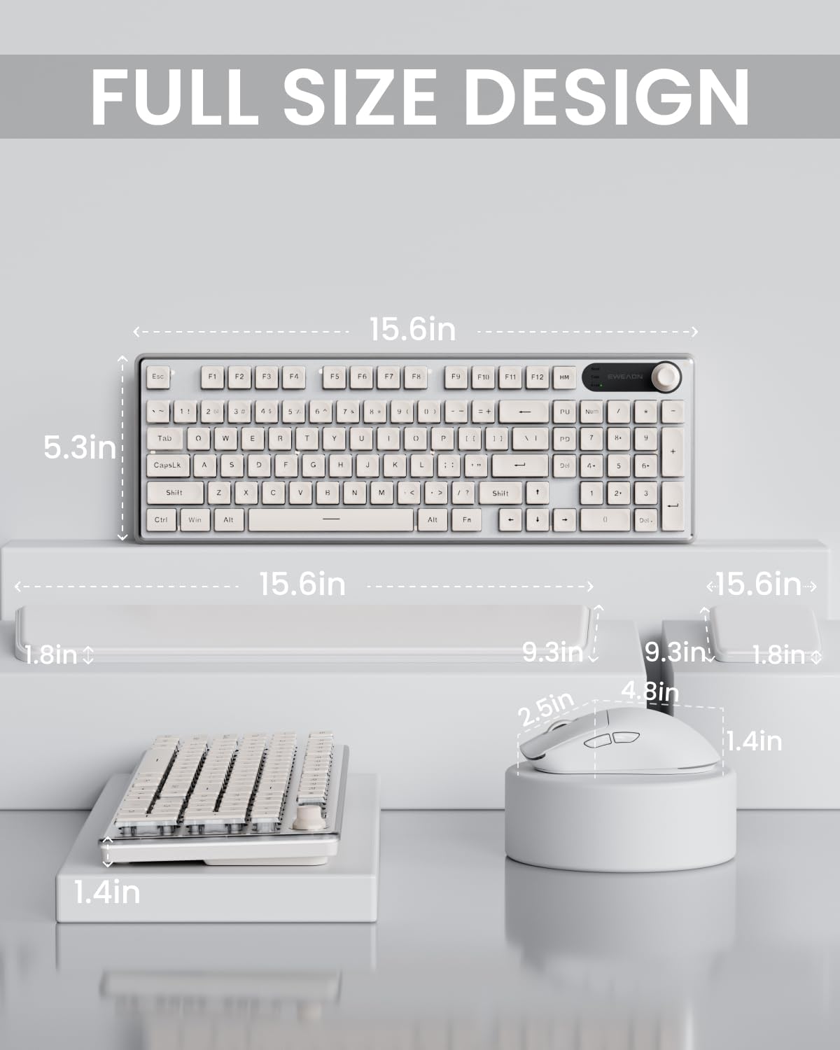 EWEADN V98 Combo de teclado y mouse inalámbrico con reposamuñecas d...