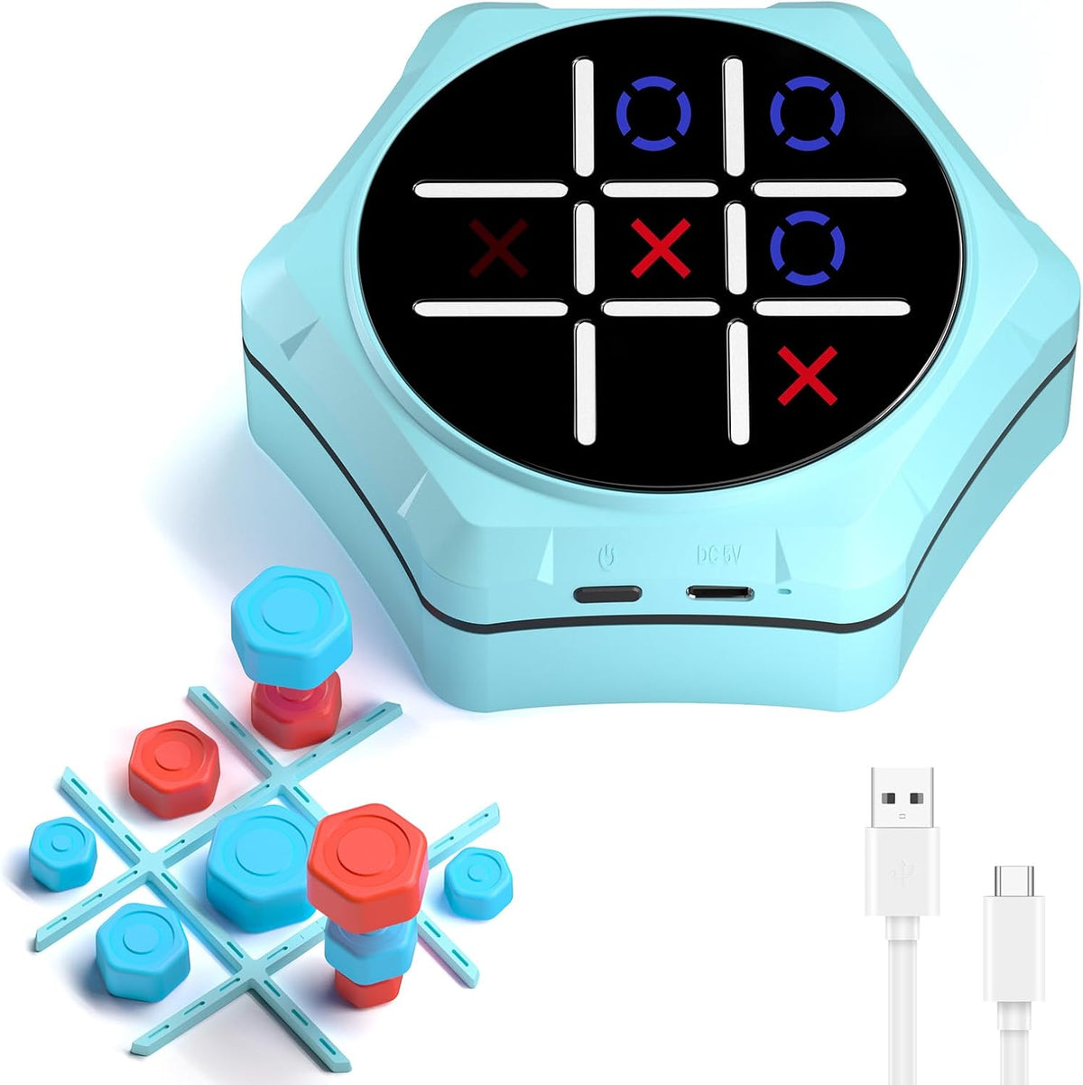 VDPDO Juego electrónico de Tic Tac Toe, 5 en 1 eléctrico Tic Tac To...