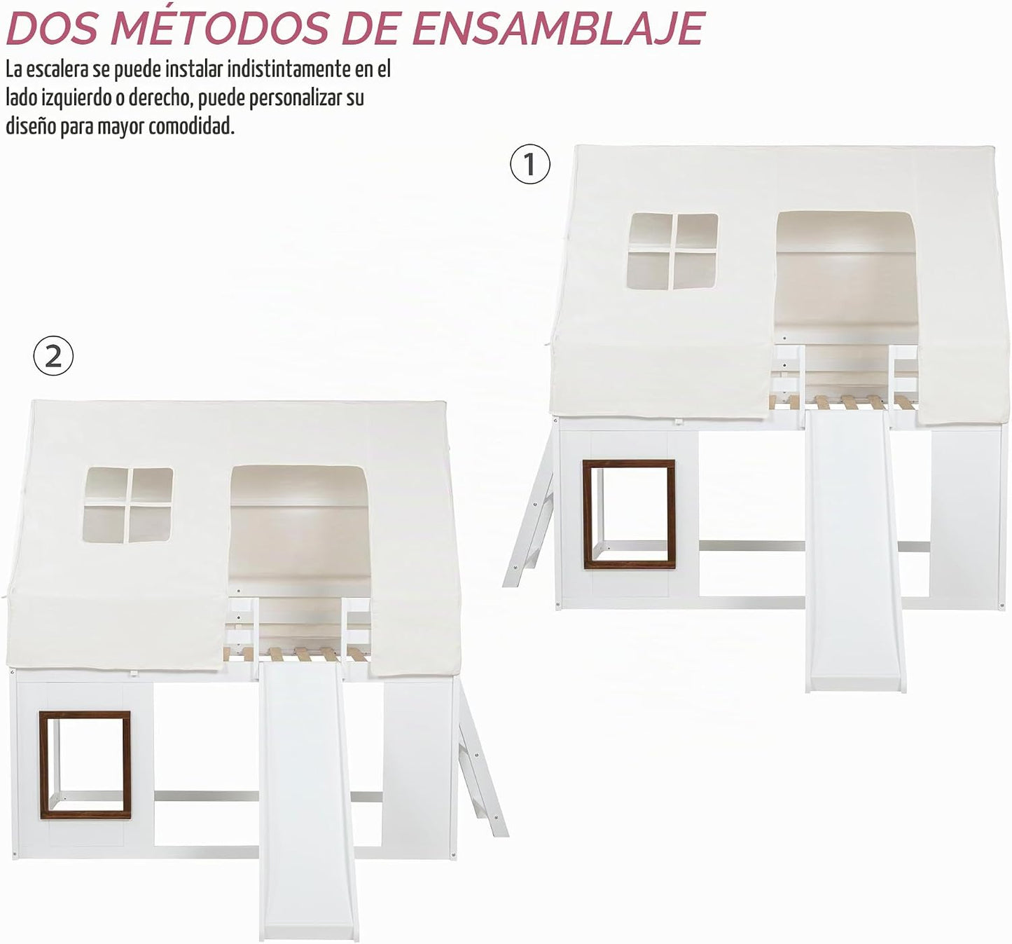 Spirich - Cama cucheta de madera individual sobre individual con to...
