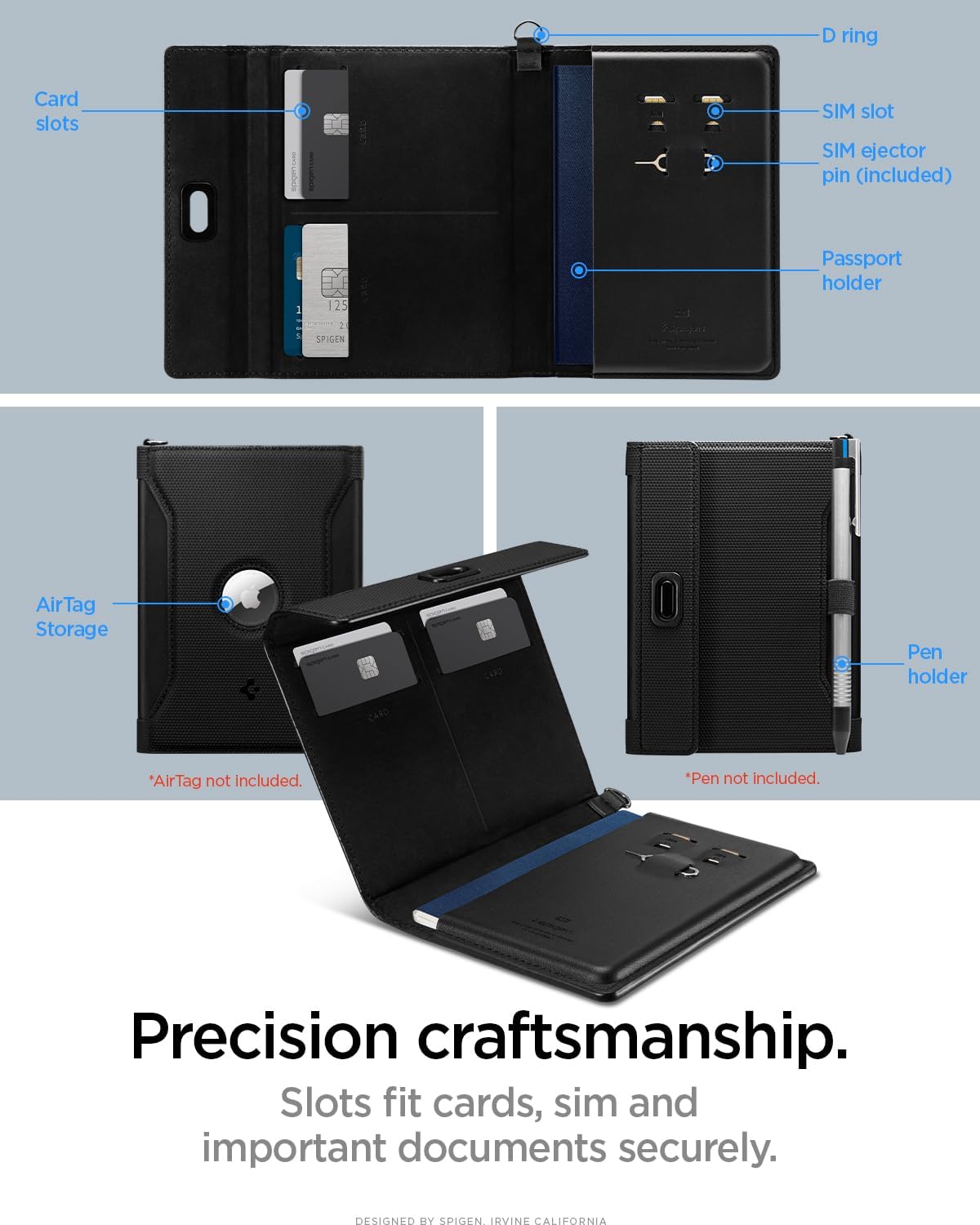Spigen Life para pasaporte Funda para tarjeta con tecnología de blo...