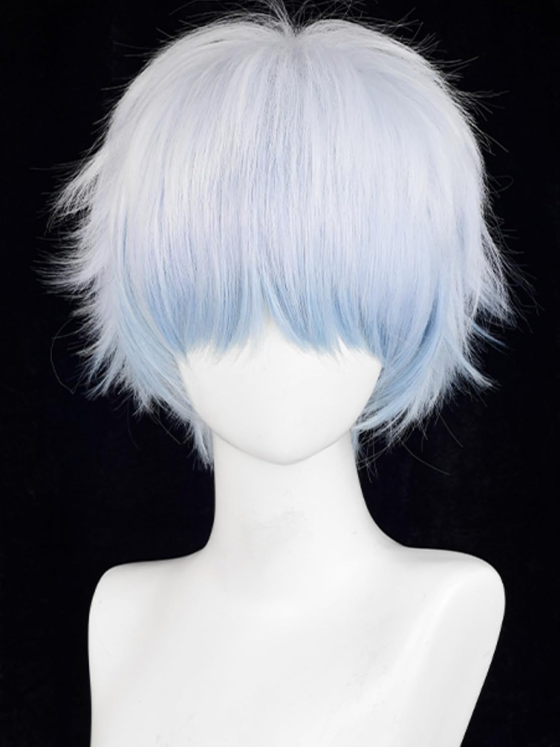 Peluca corta de anime azul claro para hombres, pelucas masculinas d...