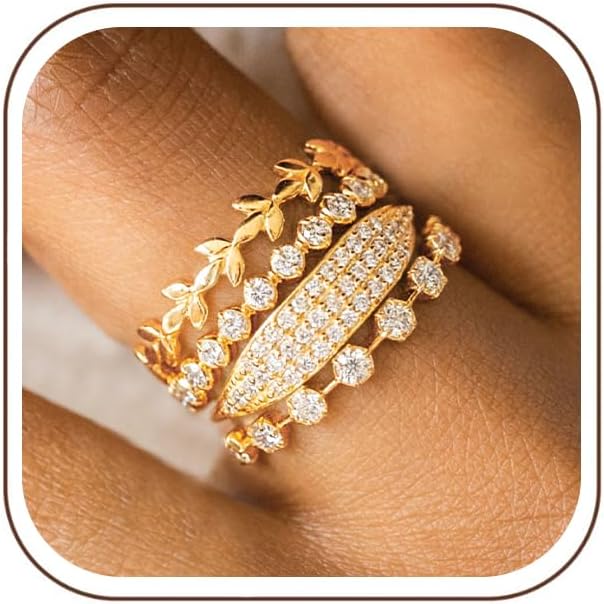 TOBENY Anillos de oro apilables para mujer sin deslustre, delicados...