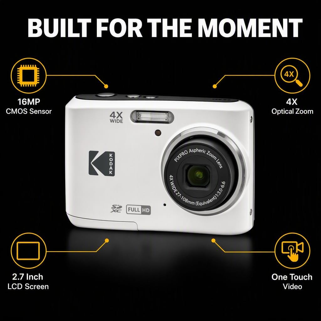 Kodak PIXPRO FZ45 - Cámara digital negra, 16MP apuntar y disparar c...