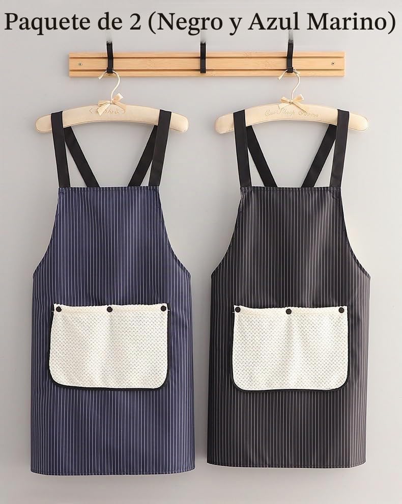 Agirlvct Paquete de 2 delantales de cocina con toallita de mano, re...