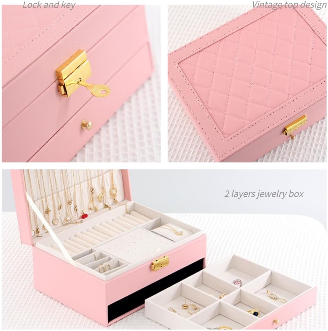 GUOER Caja organizadora de joyas para mujer, organizador de joyas g...