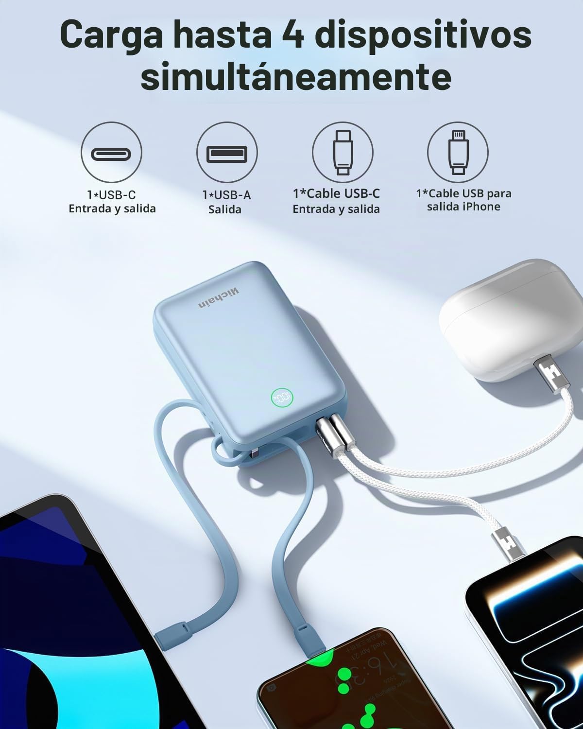 Hichain Cargador Portátil 35W 20000mAh Power Bank con Pantalla LED...