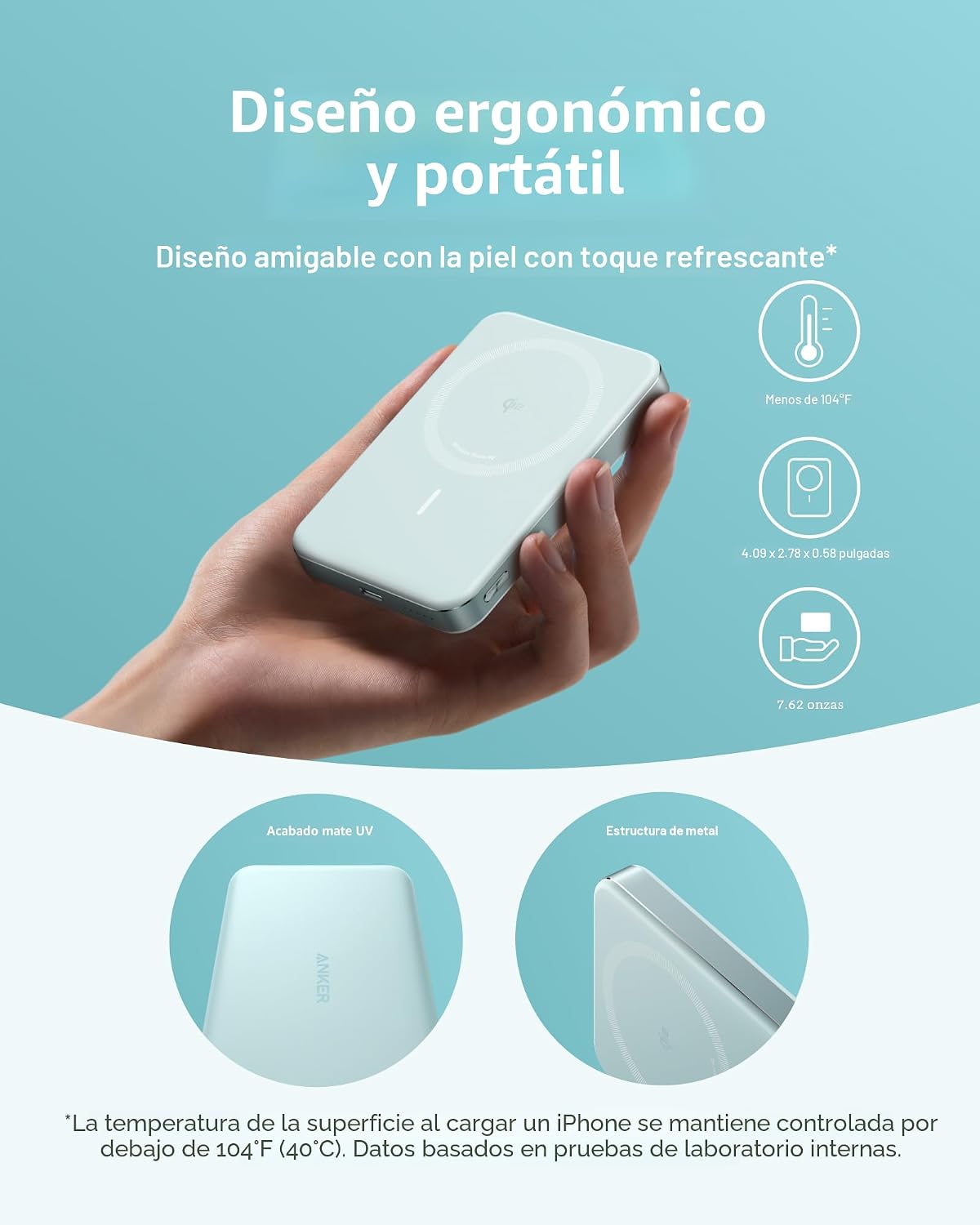 Anker MagGo Power Bank, cargador portátil de 15 W con certificación...