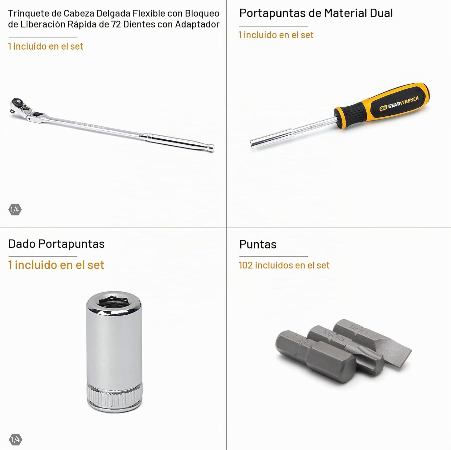 GEARWRENCH Juego de 105 herramientas para mecánicas con guía de 0.6...