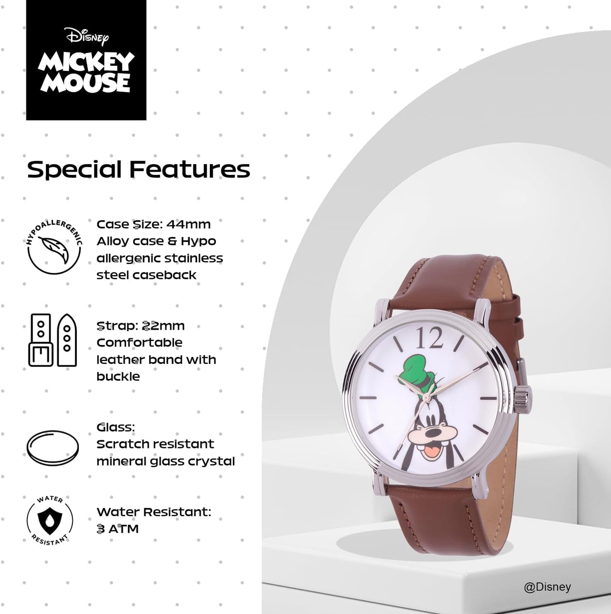 Disney Goofy Face Watch para hombre, relojes divertidos y elegantes...