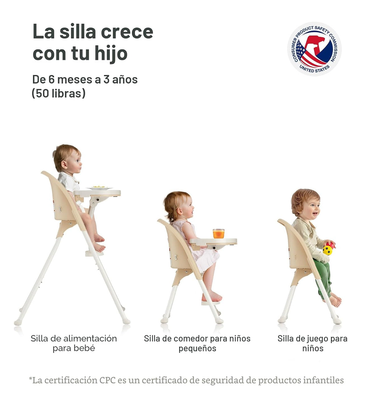 Trona plegable 3 en 1 de Funny Supply, silla alta portátil y conver...