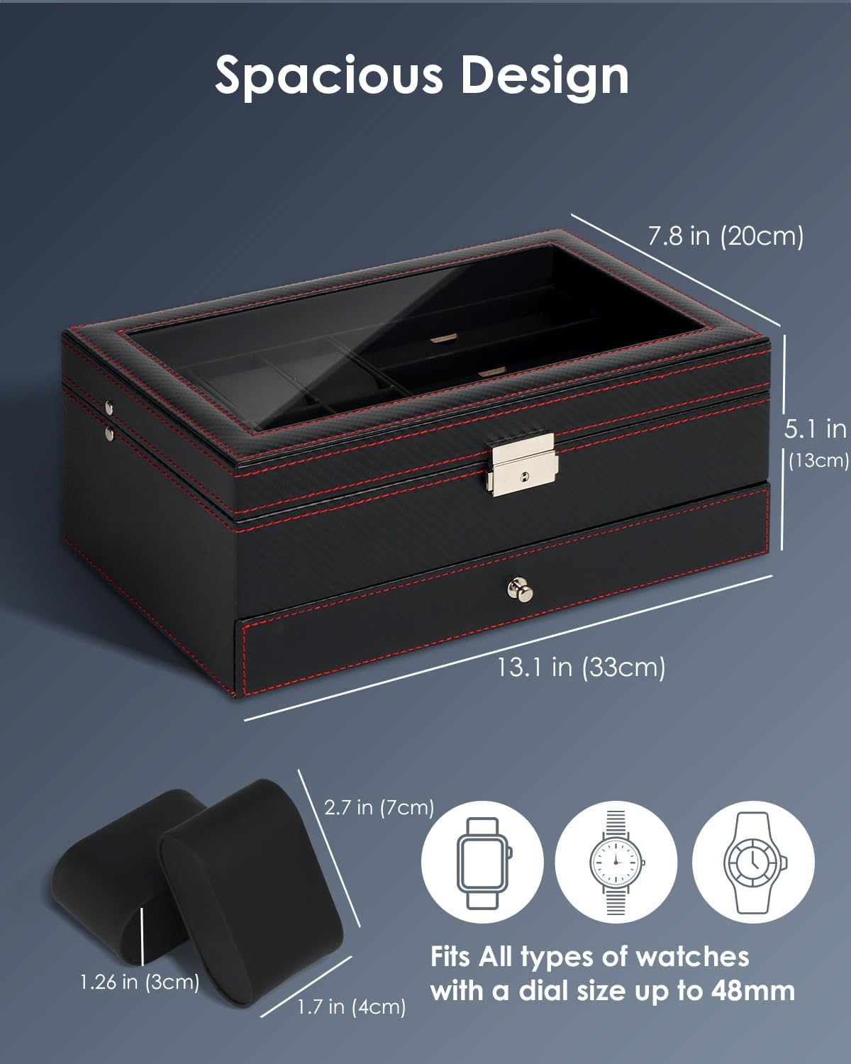 Kukikan Caja Organizadora de Joyería para Relojes, Estuche para Rel...