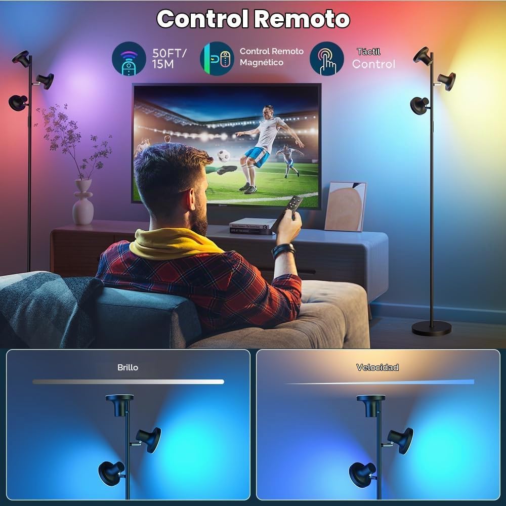 SIBRILLE - Lámpara de pie RGB, lámpara de pie LED brillante de 36W...