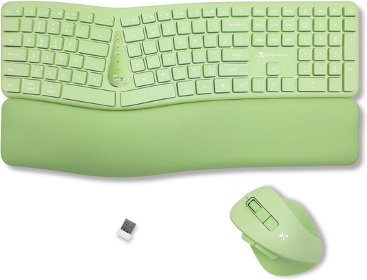 X9 Green Ergonómico Teclado Ratón Combo Inalámbrico - Escribe Cómod...