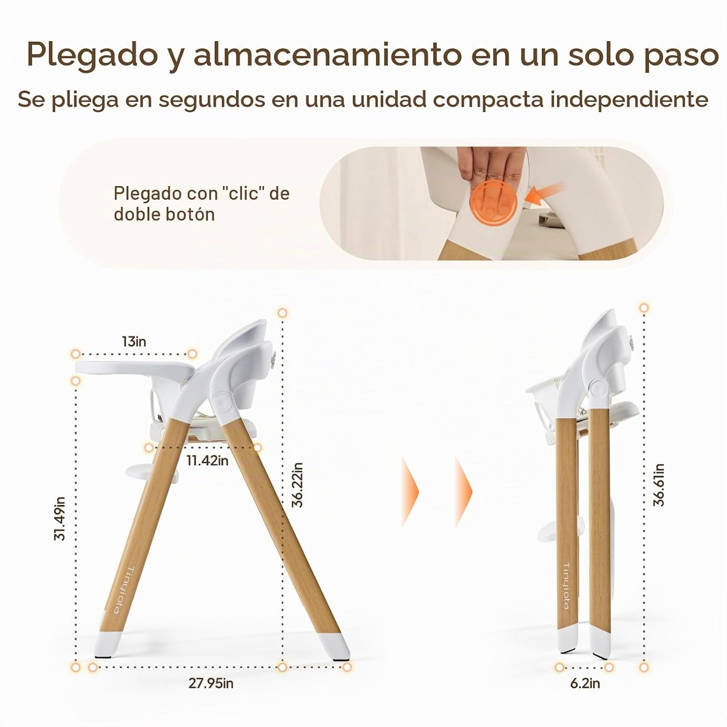 Tinyiota Silla alta para bebés y niños pequeños, silla alta convert...