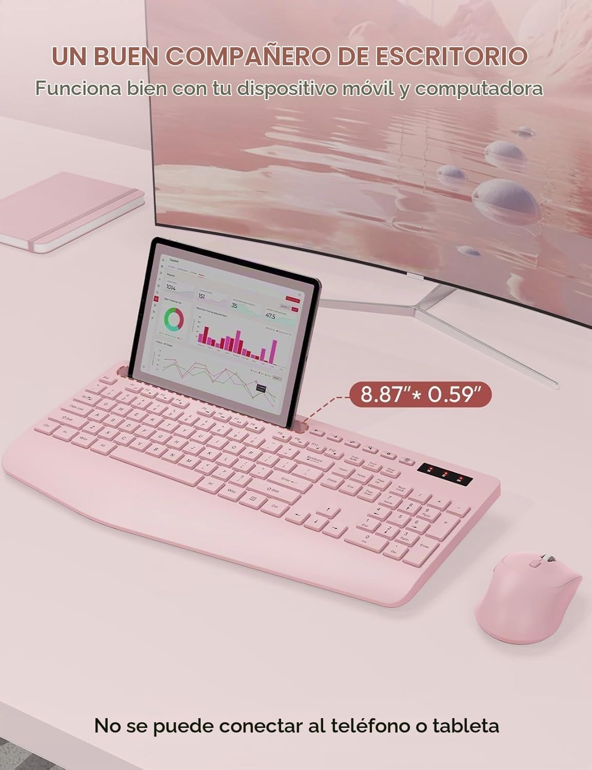 SABLUTE - Combo de teclado y mouse inalámbricos, tamaño completo, r...