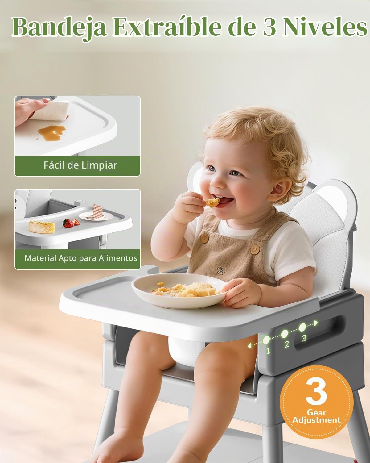 AVIDOR Trona de bebé para bebés y niños pequeños, silla alta 6 en 1...
