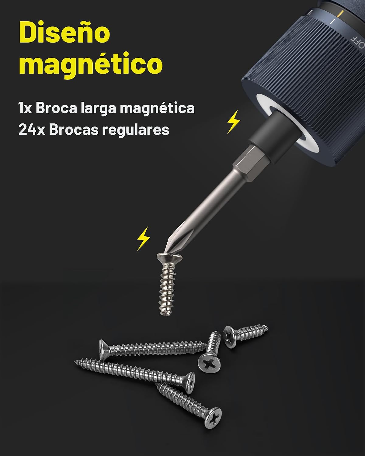 HOTO Kit de destornillador eléctrico mejorado de 25 piezas, destorn...
