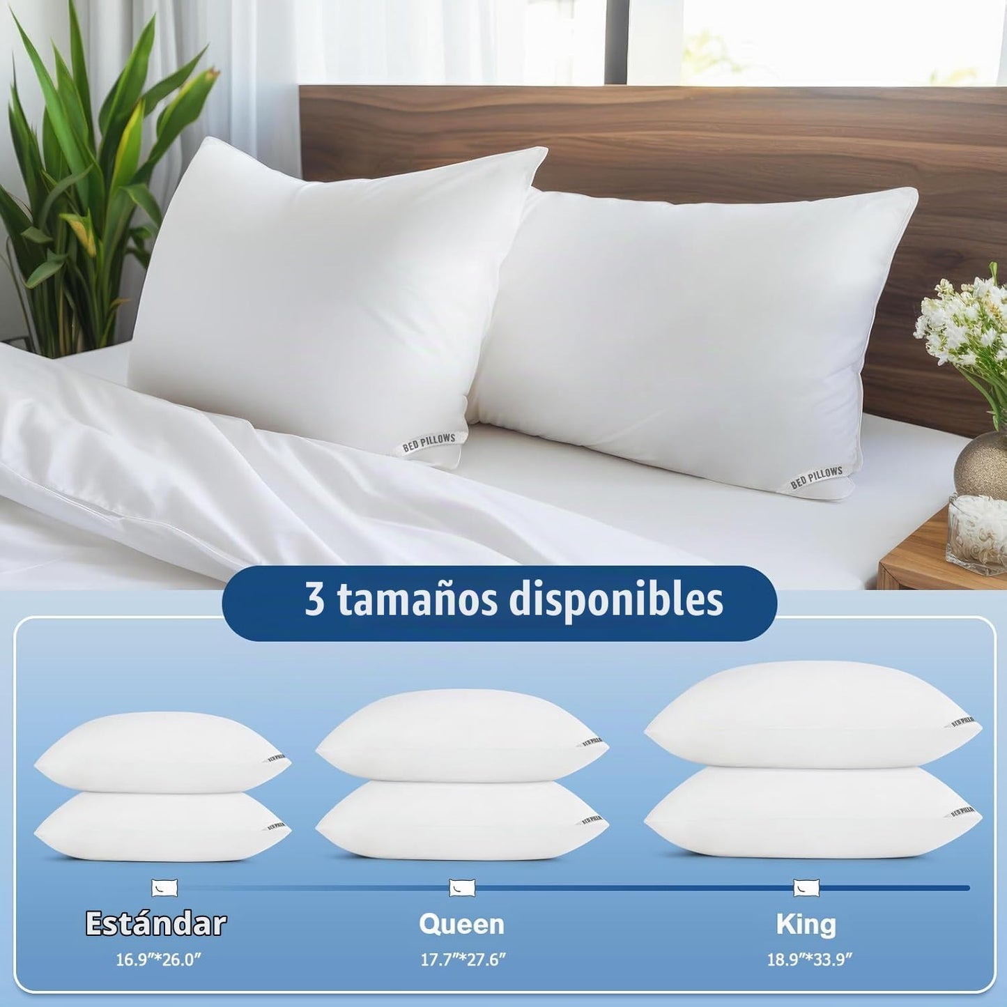 Piwaal Paquete de 2 almohadas de hotel de lujo, juego de 2 almohada...