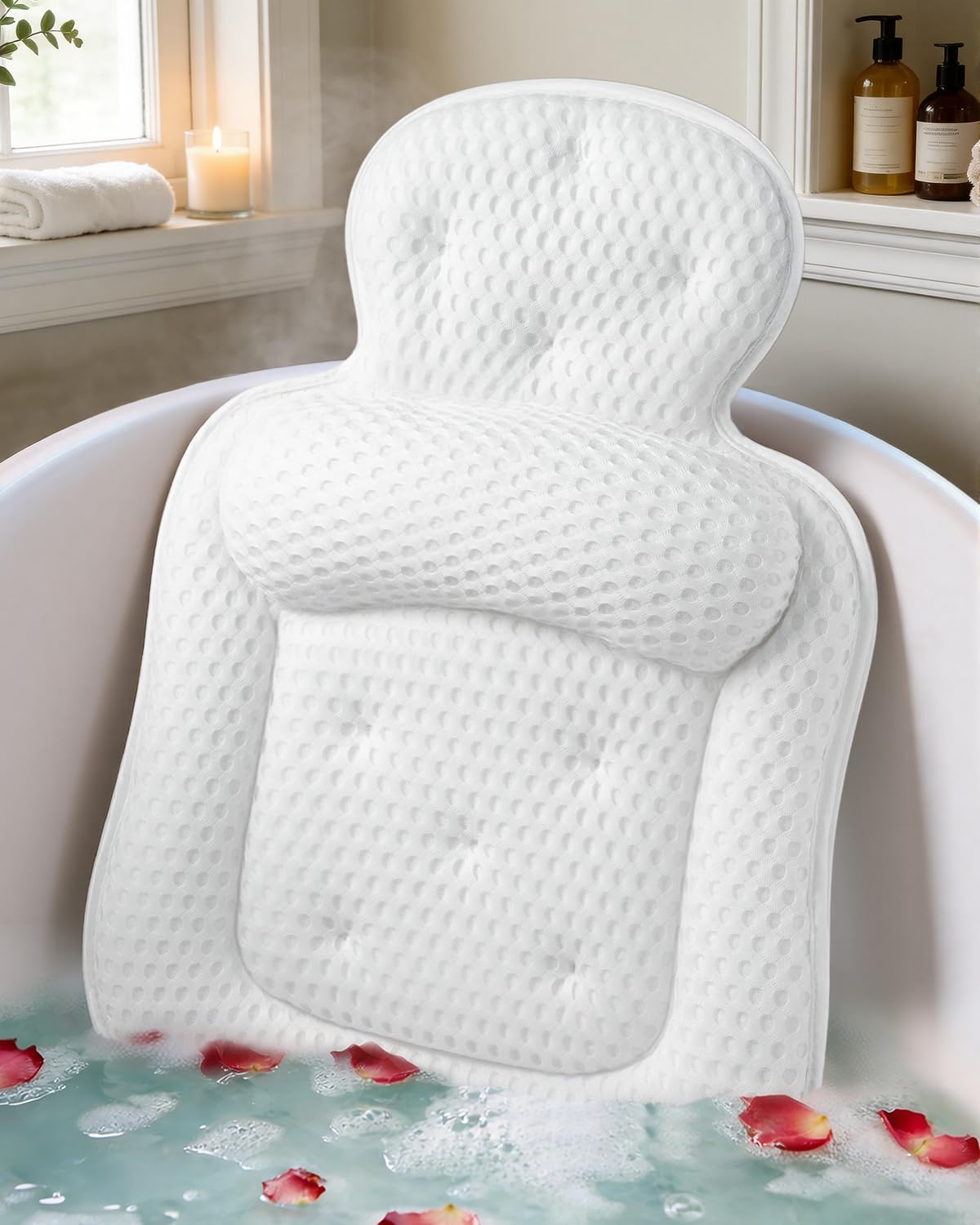Almohadas de baño para tina, cómodo cojín de bañera para cabeza y c...