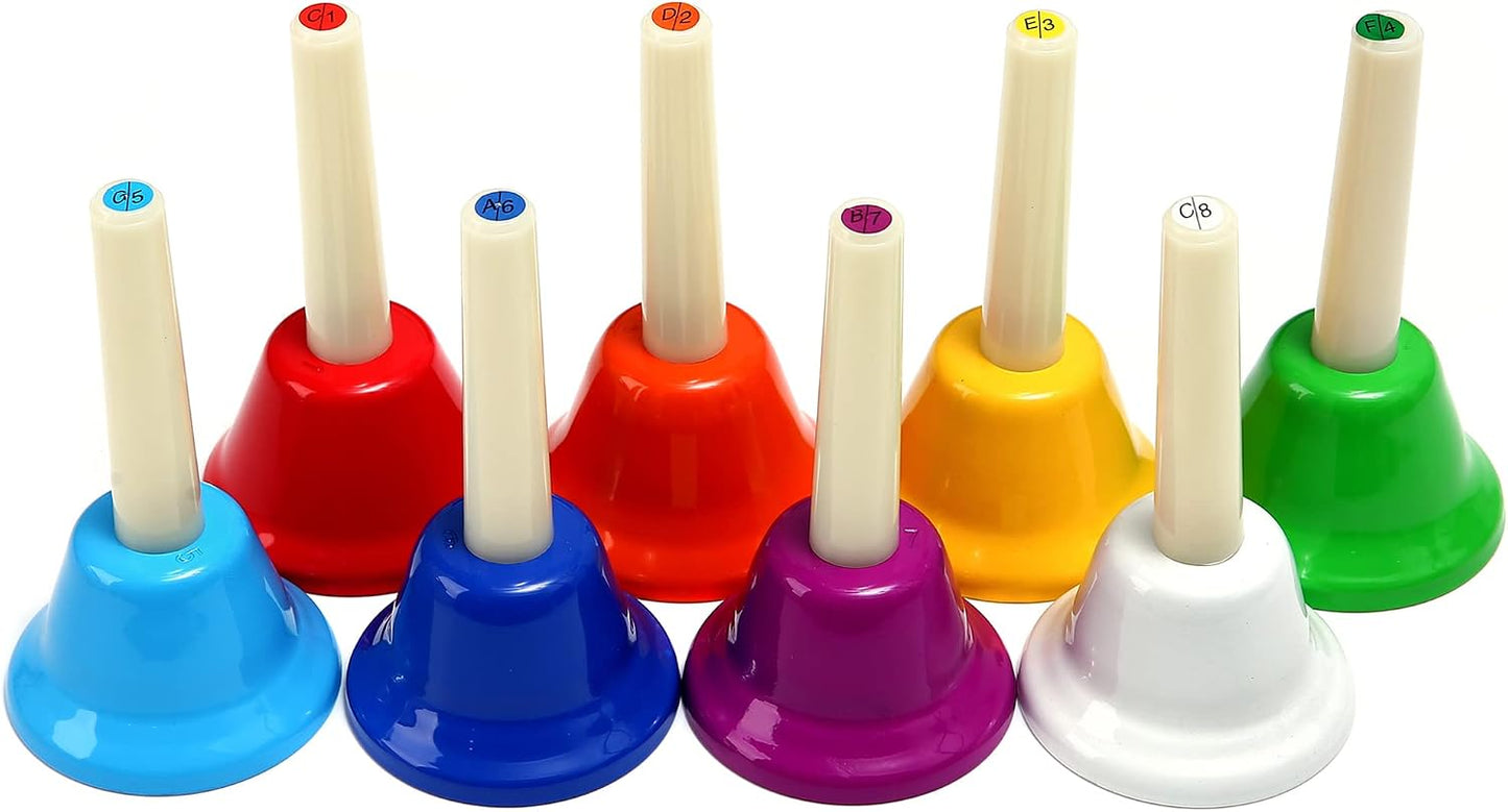 Campanas de mano de 8 notas, coloridas campanas de mano, instrument...