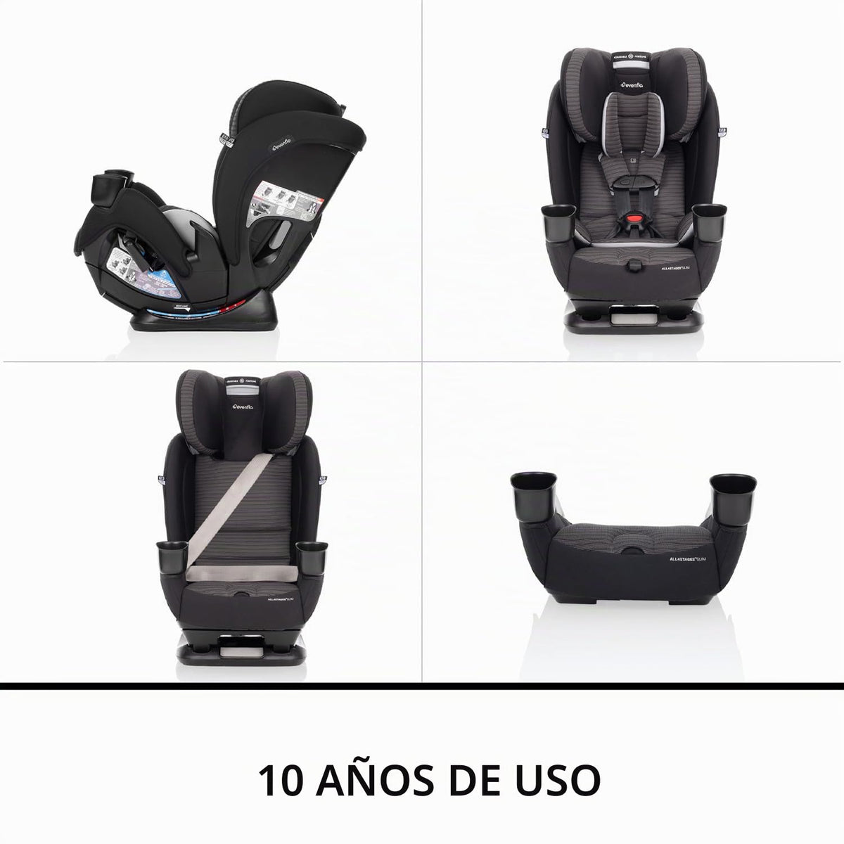 Evenflo All4Stages - Asiento convertible delgado 4 en 1 para automó...