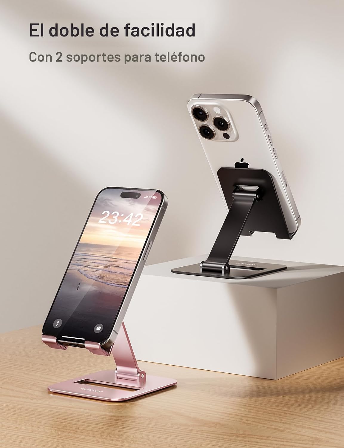 Nulaxy Paquete de 2 soportes plegables dobles para teléfono celular...