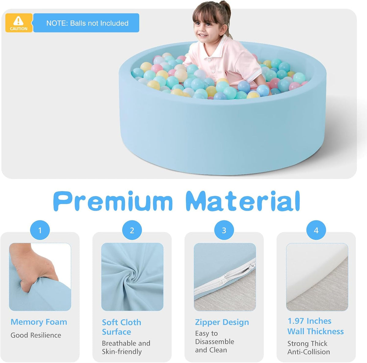 SHJADE Piscina de pelotas de espuma para niños pequeños, 35.4"x...