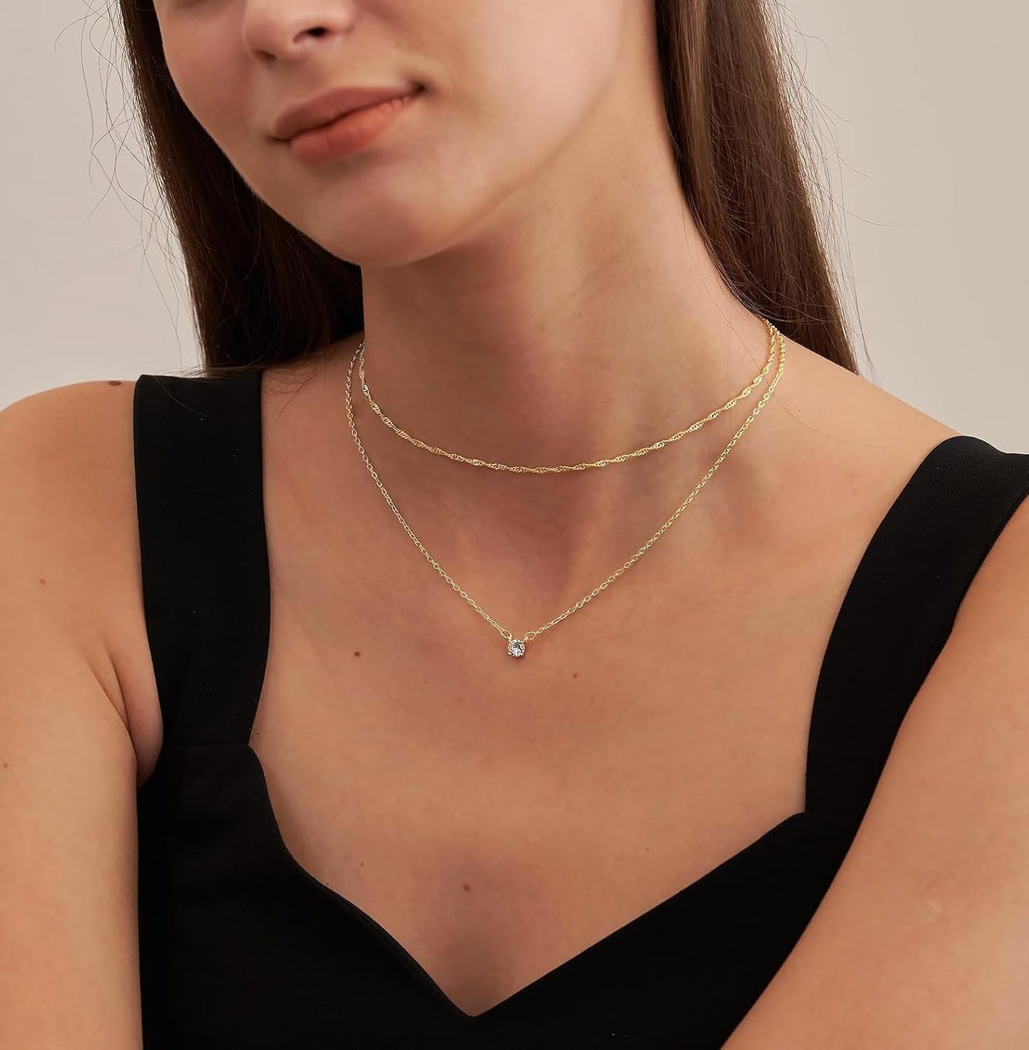 NECOCY - Collares delicados chapados en oro de 14k\/plata con circo...