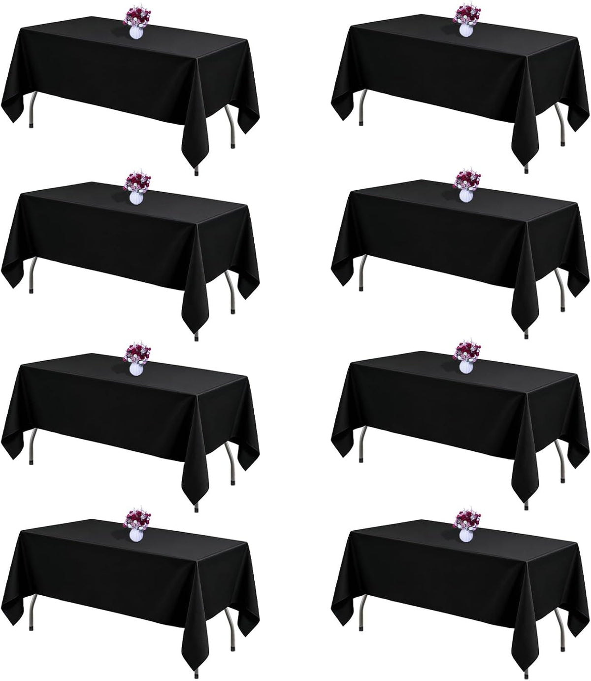 CKIKU - Manteles rectangulares negros de 60 x 102 pulgadas, paquete...