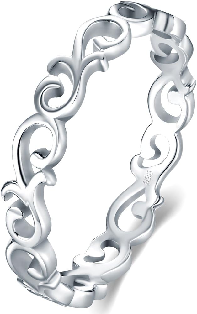 BORUO - Anillo de plata esterlina 925 con nudo celta, corazón pulid...