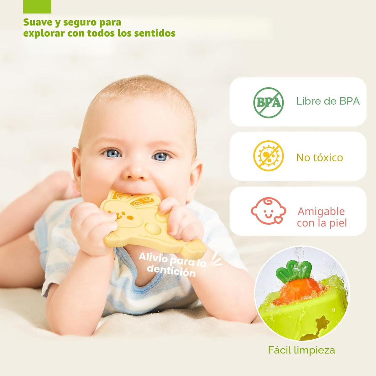 hahaland Caja de pañuelos de silicona para bebés de juguete - Jugue...