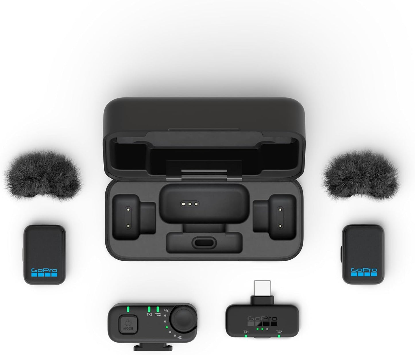 GoPro Kit completo de micrófono inalámbrico (2 TX, 2 RX, estuche de...